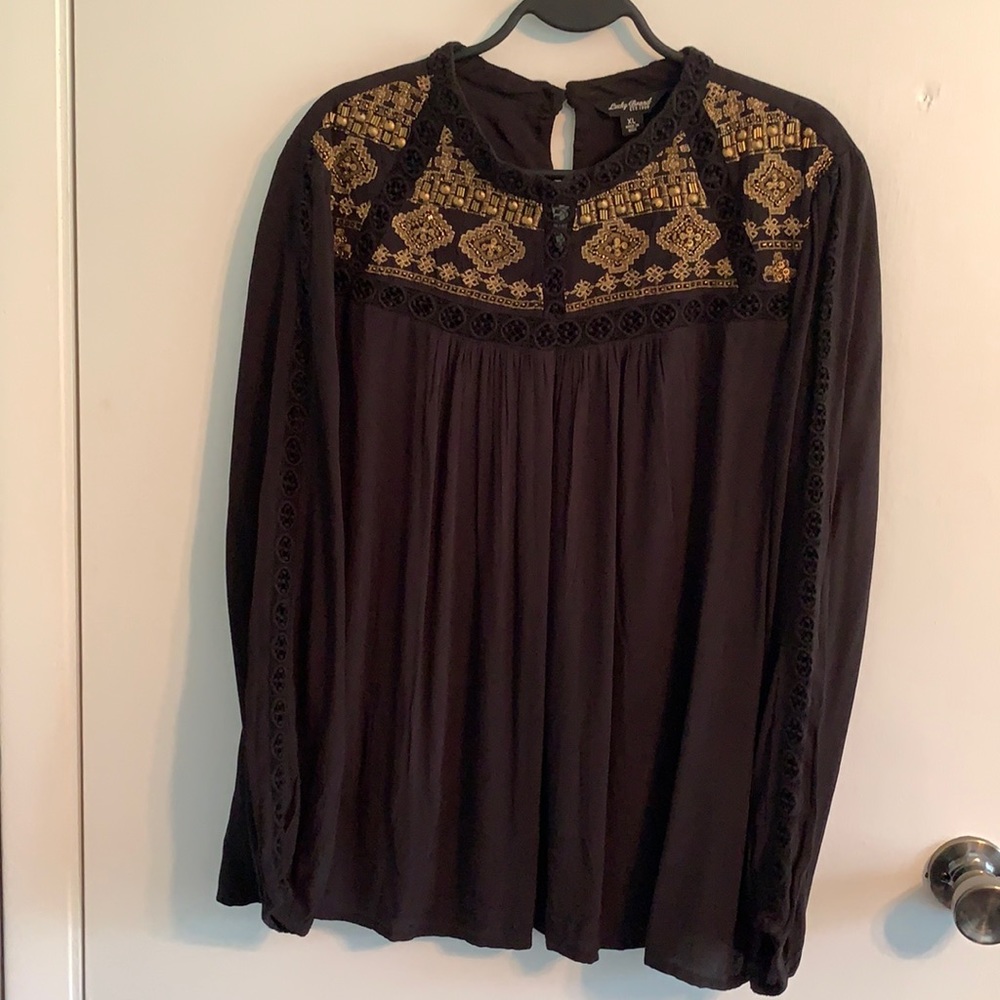Black Lucky Brand XL beaded top